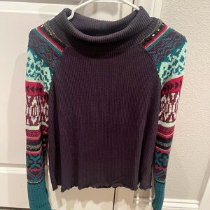 Free People Gray Cowl Neck Sweater
